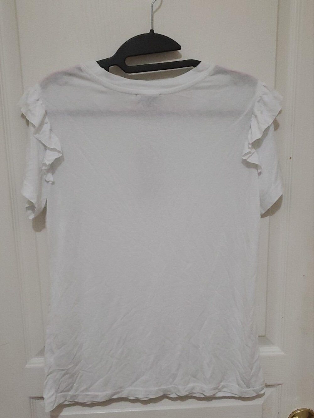 Dynamite White Ruffle-Sleeve Short Sleeve Tee US MEDIUM - Picture 5 of 5